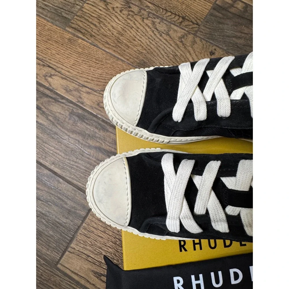 Rhude Bel Airs High Top Canvas Sneakers Black White Crocodile Detail Men's 8 - Picture 13 of 15